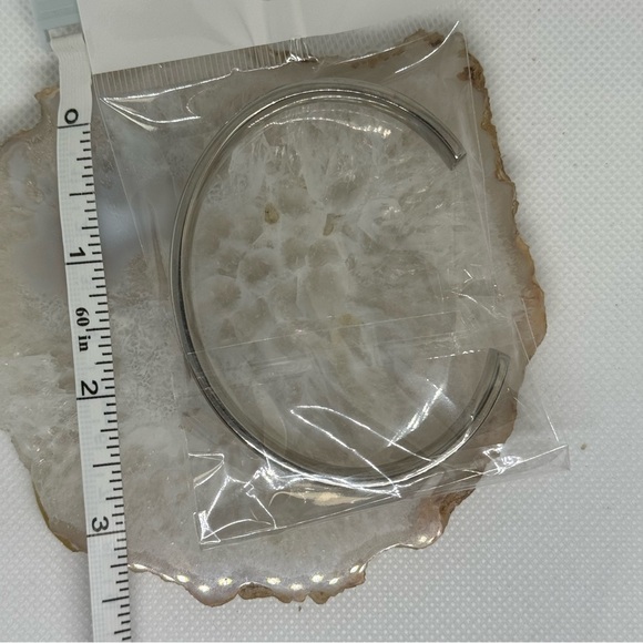 WOOD INLAY STAINLESS STEEL CUFF Bracelet, marked BI. - Picture 7 of 7